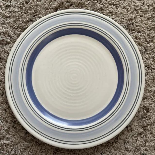Pfaltzgraff China RIO Dinner Plate 11 1/8" Blue Bands - With Lighter Outer Band