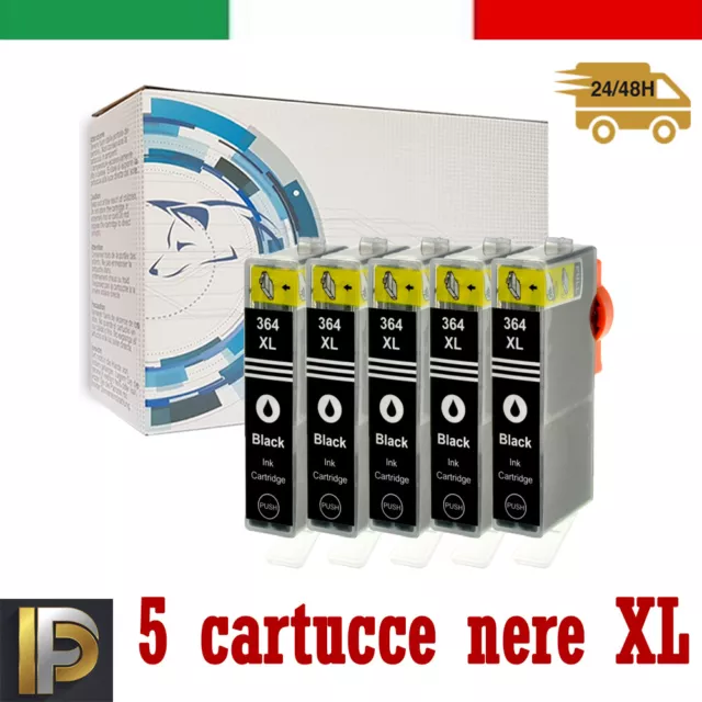 5 cartucce Nere con CHIP per HP B109 Deskjet 3070 3070A D5445 3520 364XL