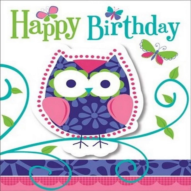 Creative Party Gufo Buon Compleanno Inviti Misura Confezione 8 (SG24856)