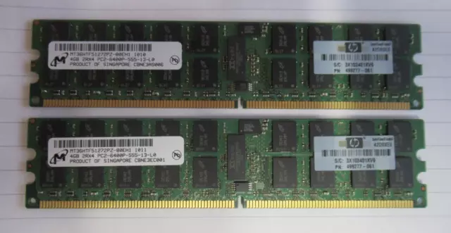 Micron MT36HTF51272PZ-80EH1 8GB (2x4GB) PC2-6400 DDR2-800MHz ECC CL5 240P Memory