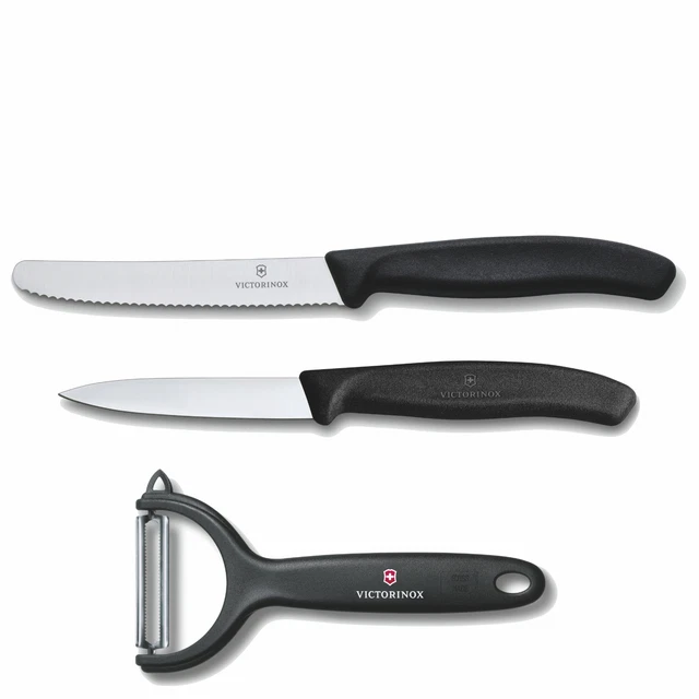Victorinox Küchenset 3tlg. Tomatenmesser Gemüsemesser Y Schäler  -- schwarz --