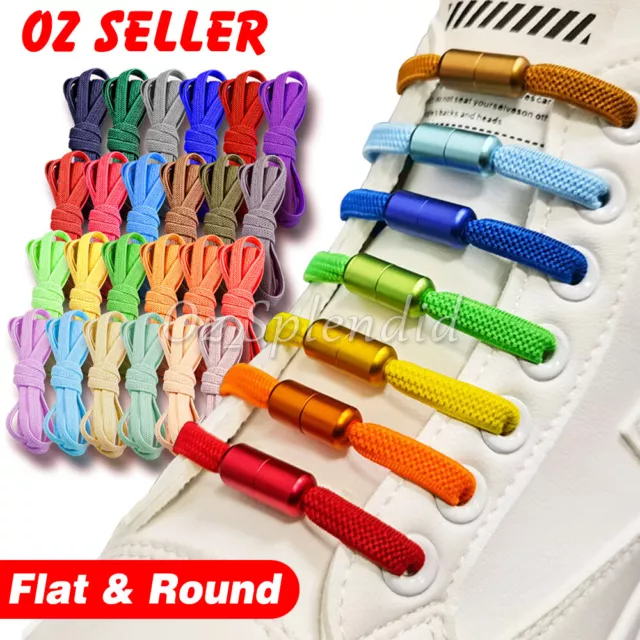 No Tie Shoelaces Locked Elastic Shoe Lace Lazy Laces Sneakers Sports Kids Adults