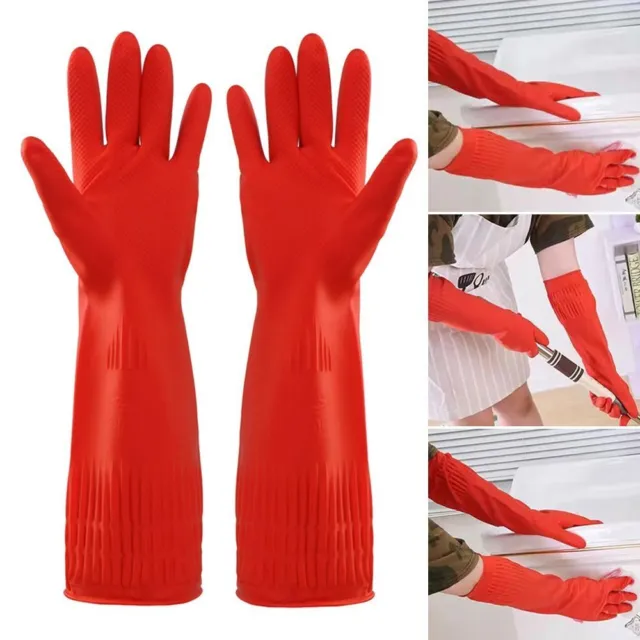 1 Pair Extra Long Heavy Duty Rubber Gloves Work Safety Cuffs  Gardening