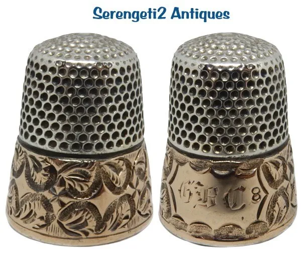  American Sterling Silver & 14K Gold Thimble ‘Unusual Design’ *C.1880s