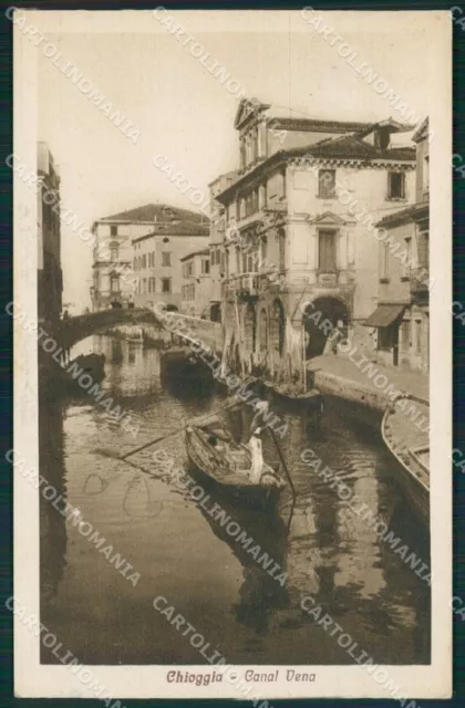 Venezia Chioggia Canale Vena Barca cartolina QT4021