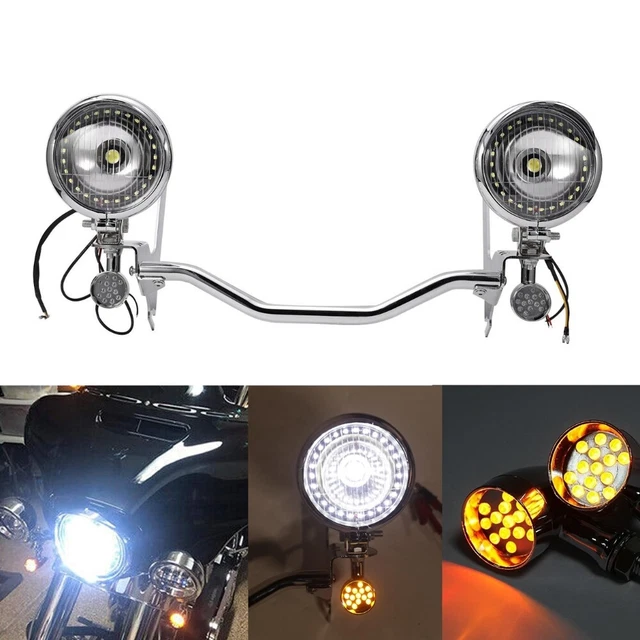 Spot Passing Light Lamp Turn Signal Bar Kit for 1994-13 Harley Touring Road King