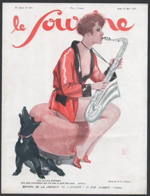 Illustration 1929, Le Sourire, Cover, Léonnec, Erotik, 20er, Art Deco, Saxophon