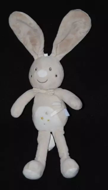 Peluche doudou lapin SUCRE D'ORGE beige blanc étoiles nœud 25/36 cm NEUF