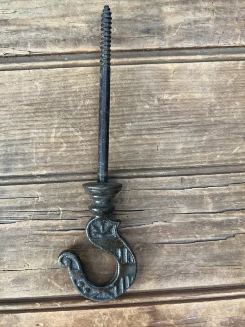 Antique Plant  Ceiling Hanging Hook Cast Iron Bird Cage Hanger NOS