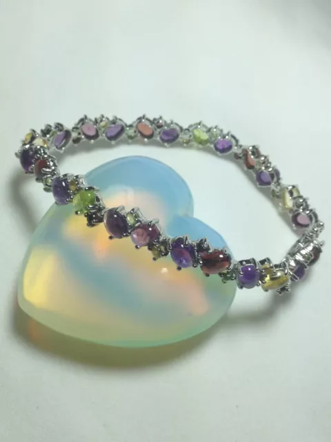 Bracelet - Multicolor Gemstone Bracelet in Sterling Silver