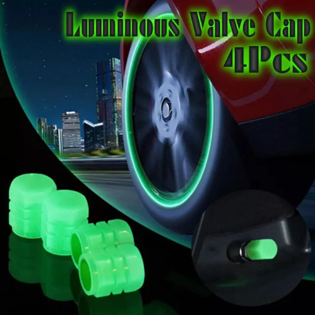 Luminous Car Tire Valve Caps Tyre Valve Stem Cover Air Dust Wheel Rim Cap 4pcs