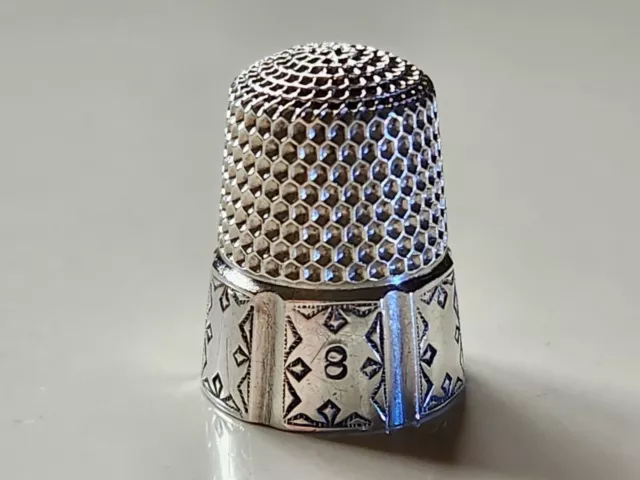 Antique Simons Bros Sterling Silver Thimble size 8 No holes c1920's EC