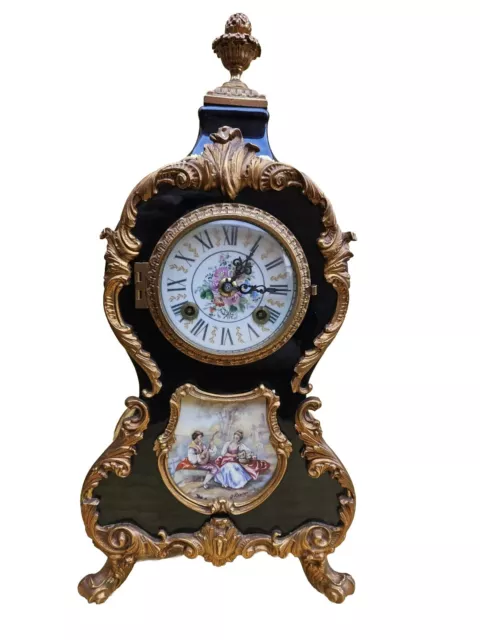 A.C.F Porcelain Colbolt Blue Decor De Sevres 8 Day Clock Hermle 130-070 Movment