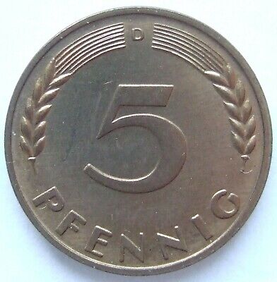 Pièce de Monnaie Banque Allemande Pays 5 Pfennig 1949 D Dans