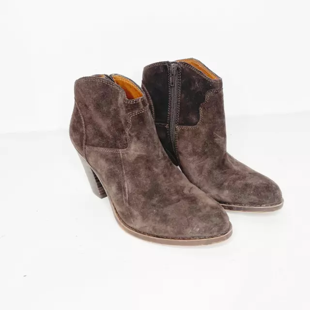 LUCKY BRAND ELLER Bootie brown Stacked heel western womens US 8