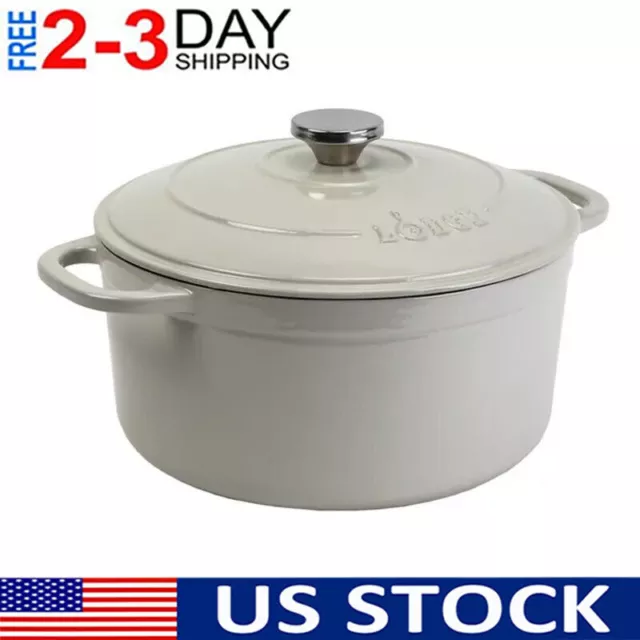 Lodge Cast Iron 5.5 Quart Enameled Dutch Oven, Oyster