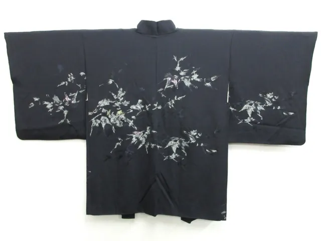 7935M3 Silk Vintage Japanese Kimono Haori Jacket Abstract art Flower