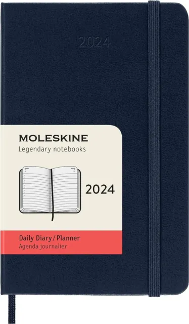 Moleskine Agenda Giornaliera 12 Mesi 2024, Agenda 2024, Formato Pocket 9x14