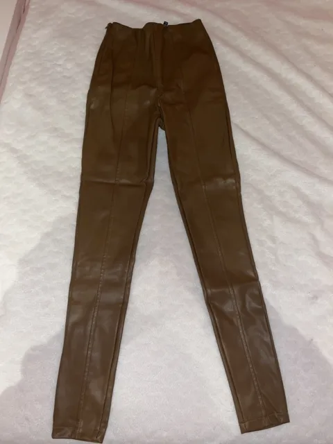 Chocolate Faux Leather Stretch Leggings