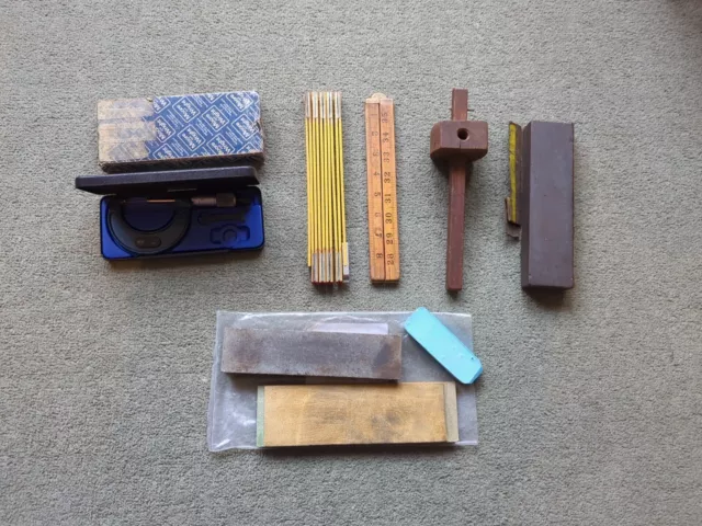 Joblot Moore And Wright Micrometer Tools Rules Rulers Sharpening Stones