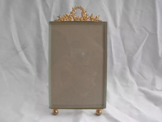 ANTIQUE FRENCH GILT BRASS BEVELED GLASS PHOTO FRAME,LATE 19th CENTURY.