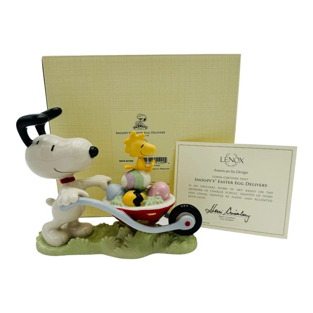 LENOX PEANUTS SNOOPY’S Easter Egg Delivery Figurine Woodstock NEW IN