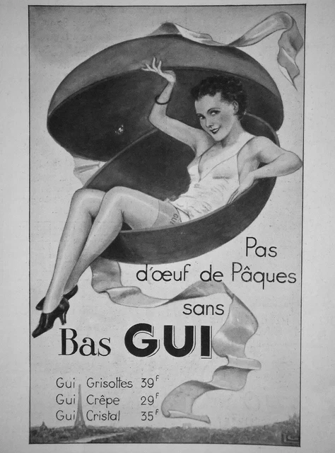 Publicité De Presse 1936 Pas D'oeuf De Pâques Sans Bas Gui - Advertising