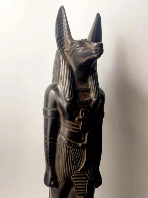 Handmade Anubis God Statue , Large Statuette from Ancient Egypt made from Basalt