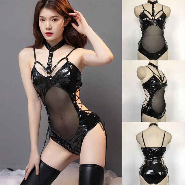 Body Tuta Effetto Bagnato Cocktail Abiti per la Danza Moda Biancheria Intima