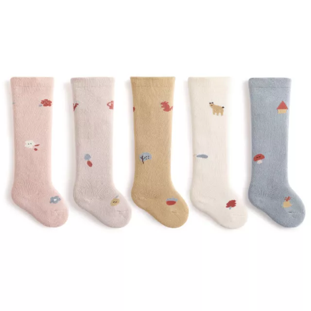 2 Pairs Cotton Baby Girls Boys Socks Newborn Terry Thicken Knee High Long Socks