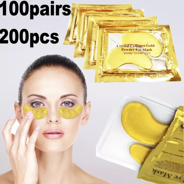 100 Pairs 24k Gold Eye Collagen Aging Wrinkle Under Crystal Gel Patch Anti Mask