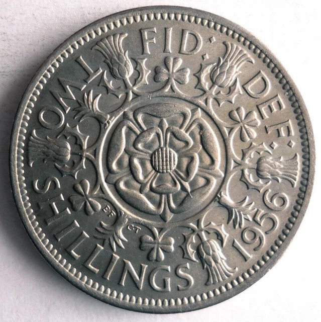 1956 GREAT BRITAIN FLORIN - Excellent Coin - FREE SHIP - Bin #346