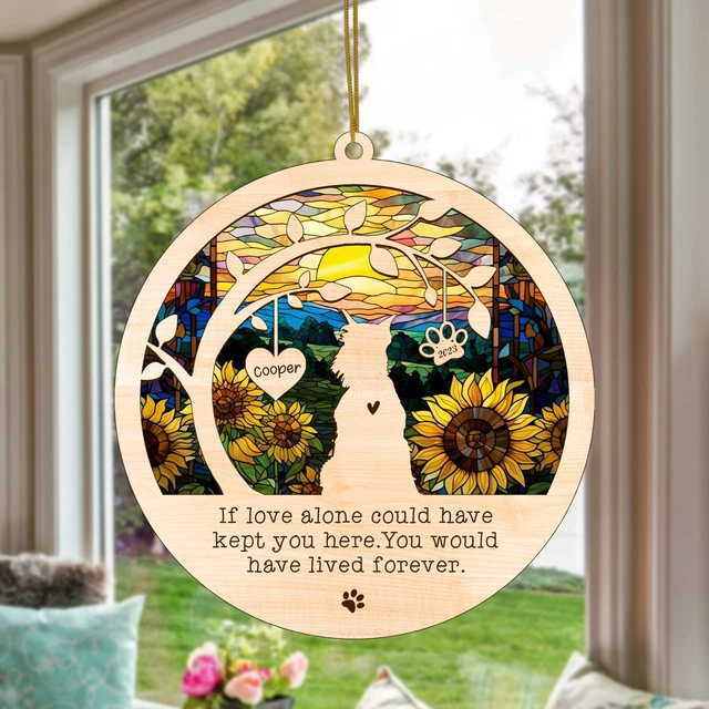 Personalized Schnauzer Dog Memorial Suncatcher, Loss of Pet Sympathy Gift