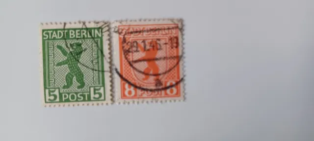 Briefmarken Stadt Berlin 1945 5+8 Pf Mi SBZ 1A+3A gestempelt 29.1.46