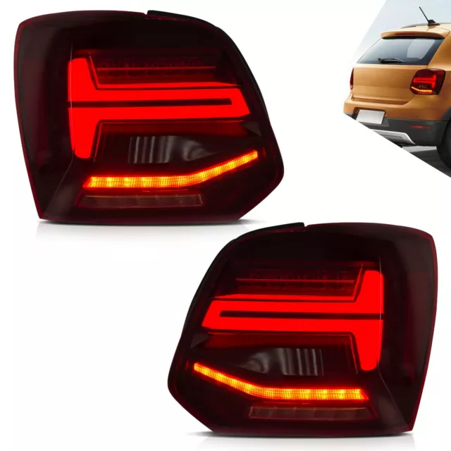 2X VLAND LED Feux arrière Rouge pour 2011-2017 Volkswagen Polo Séquentiel RHD