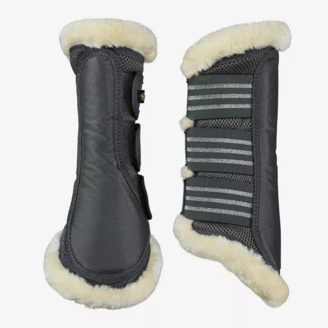 Horze Lincoln Brushing Boots with Fur - Charcoal Grey