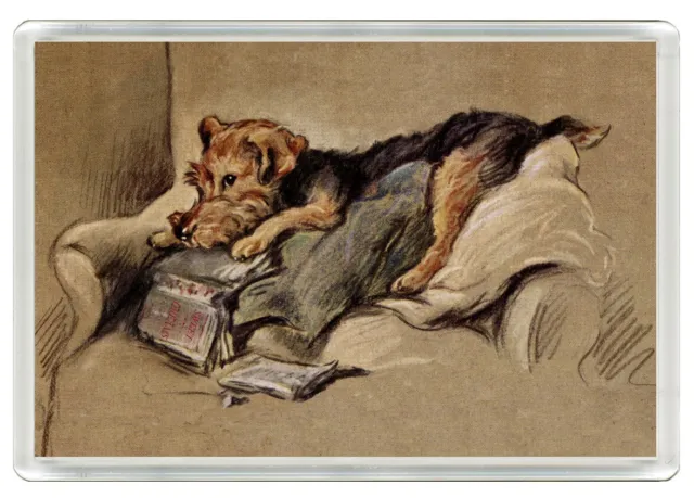 Welsh Terrier & Book Dog Art Print Novelty Acrylic Fridge Magnet   Great Gift
