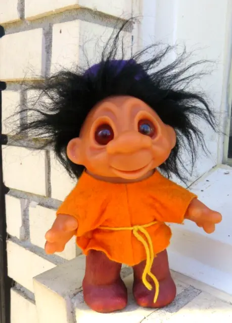 DAM TROLL 1980 24-4 Denmark 8" Brown Legs Orange Shirt Purple Hat Black Hair