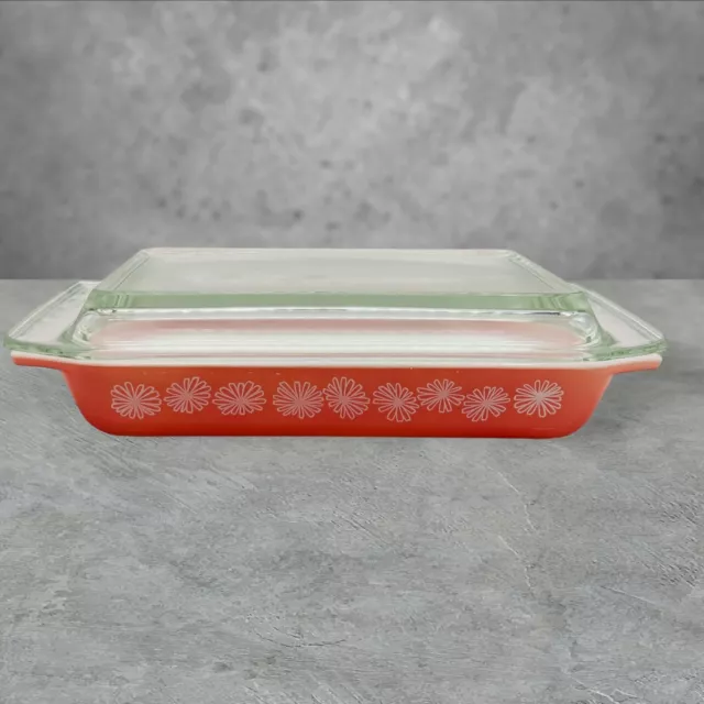 VTG Pyrex Pink Daisy Space Saver MCM Casserole 548-B 1 1/4 Quart 550-C Lid NICE✨