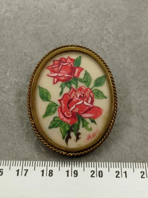 Broche Ancienne Décor Paysan - Occasion - Pièce Vintage Unique