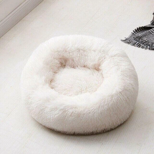 Donut Plush Bed Dog Cat Pet Calming Round Soft Warm Fluffy Kennel Sleeping Nest
