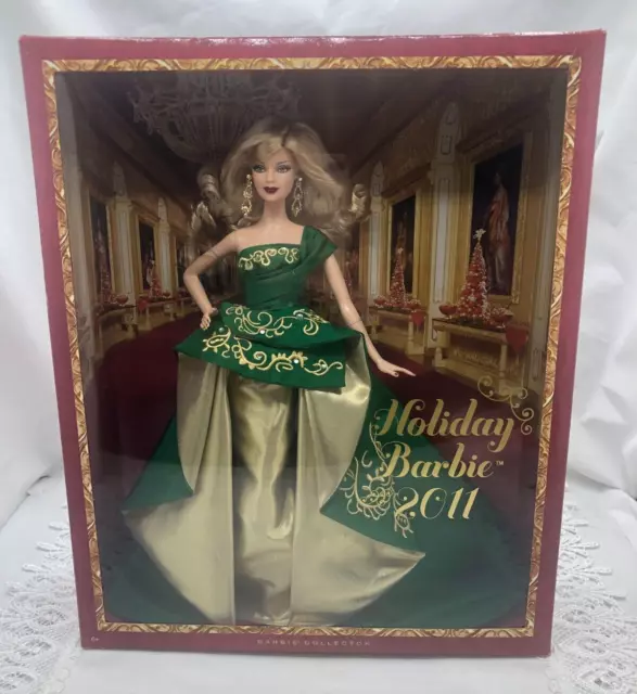 MATTEL COLLECTOR HOLIDAY Barbie Doll Green Golden Dress New In Box