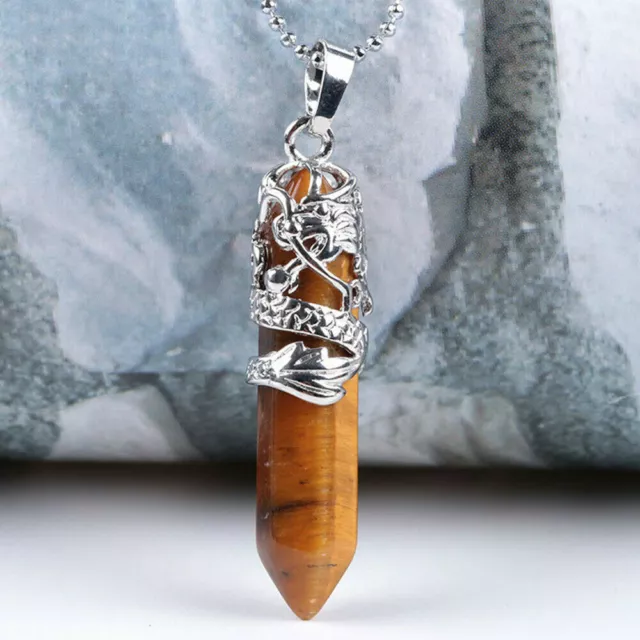 Hexagonal Natural Quartz Crystal Chakra Healing Point Pendant Necklace Jewelry