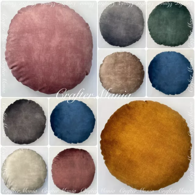 Handmade Coniston Velvet Round Circle Cushion Covers Or Filled With Pad Insert