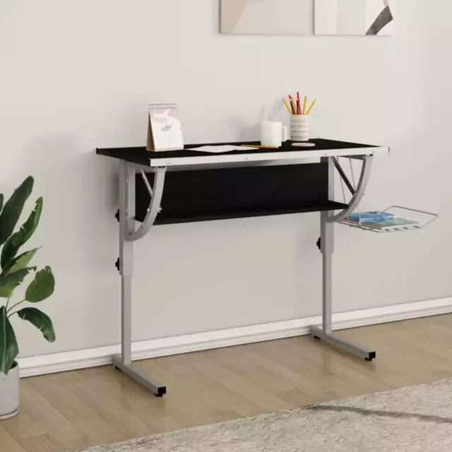 Craft Desk Black and Grey 110x53x(58-87) cm Engineered Wood and Steel