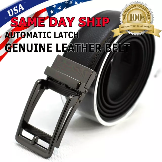 Men's Ratchet Belt Genuine Leather Mens Belt with Slide Ratchet Belts for men