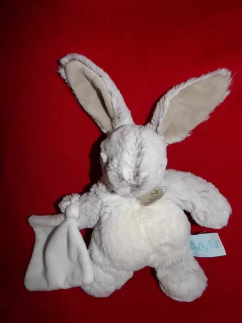 Doudou Peluche Babynat Lapin Flocons Gris et Blanc Neuf