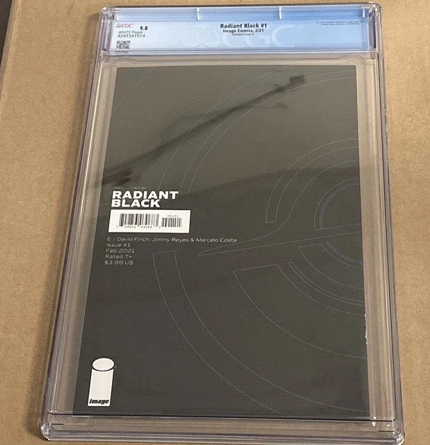 Radiant Black #1 CGC 9.8 White Pages Variant Virgin Cover E Finch Image Comics 2