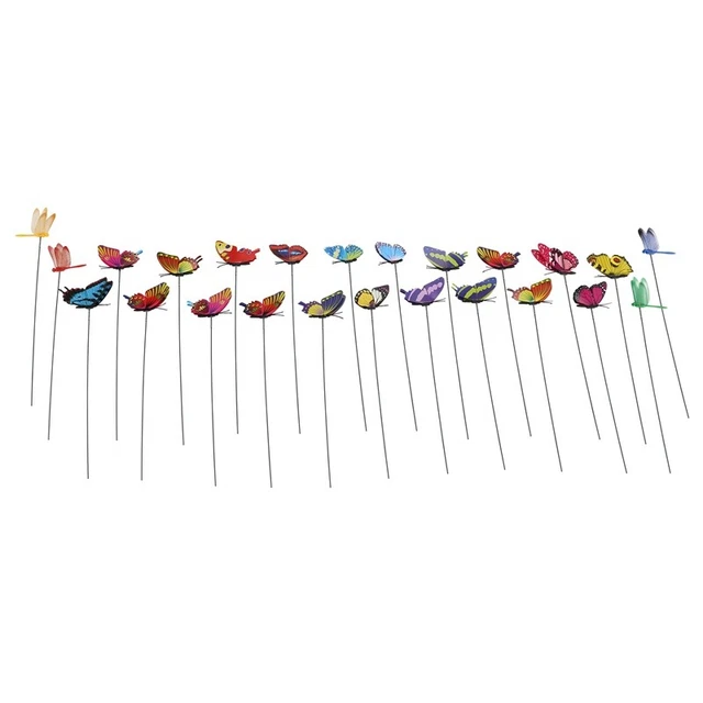 20 Stück Garten Schmetterlinge Pfähle Und 4 Stück Libellen Pfähle Garten VerY6U9