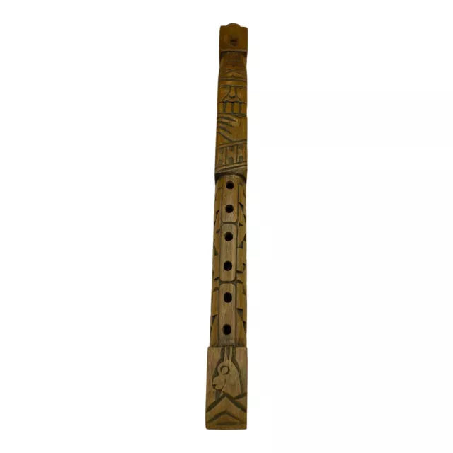 Vintage Bolivian Inca Tarka Andean Square Wooden Tribal Flute Hand Carved 19.5”